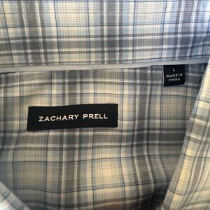 Zachary Prell Men's Gray and Blue Checkered short sleeve shirt in Large